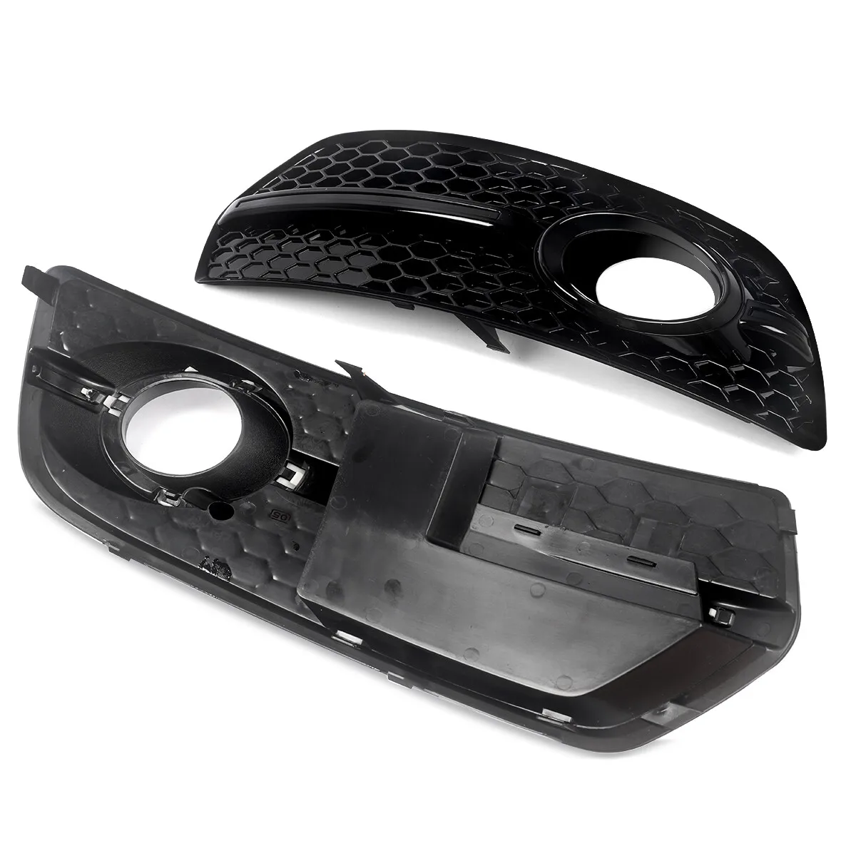 아우디 Q5 8RB 2009 2010 2011 2012용 허니콤 그리드 안개등 커버 프론트 로워 범퍼 안개등 그릴 커버 글로스 블랙 트림