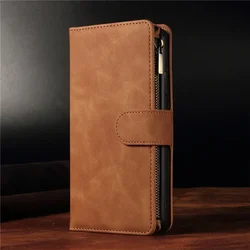 Vintage Leather Flip Phone Case with Zipper Wallet and Multi - Card Slots Holder - Google Pixel 8 Pro (Brown)
