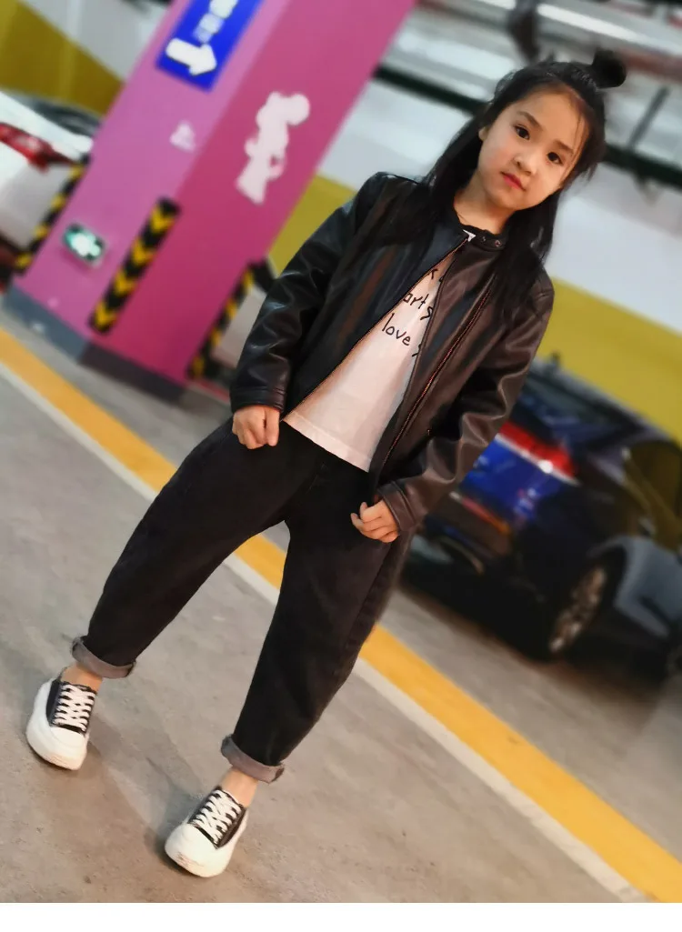 2024 Frühling Herbst Mädchen Pu Leder Motorrad jacke 1-10 Jahre Kinder kleines Mädchen Oberbekleidung Mantel Kleinkind Baby Mädchen Laufsteg Outfit – Detail 14