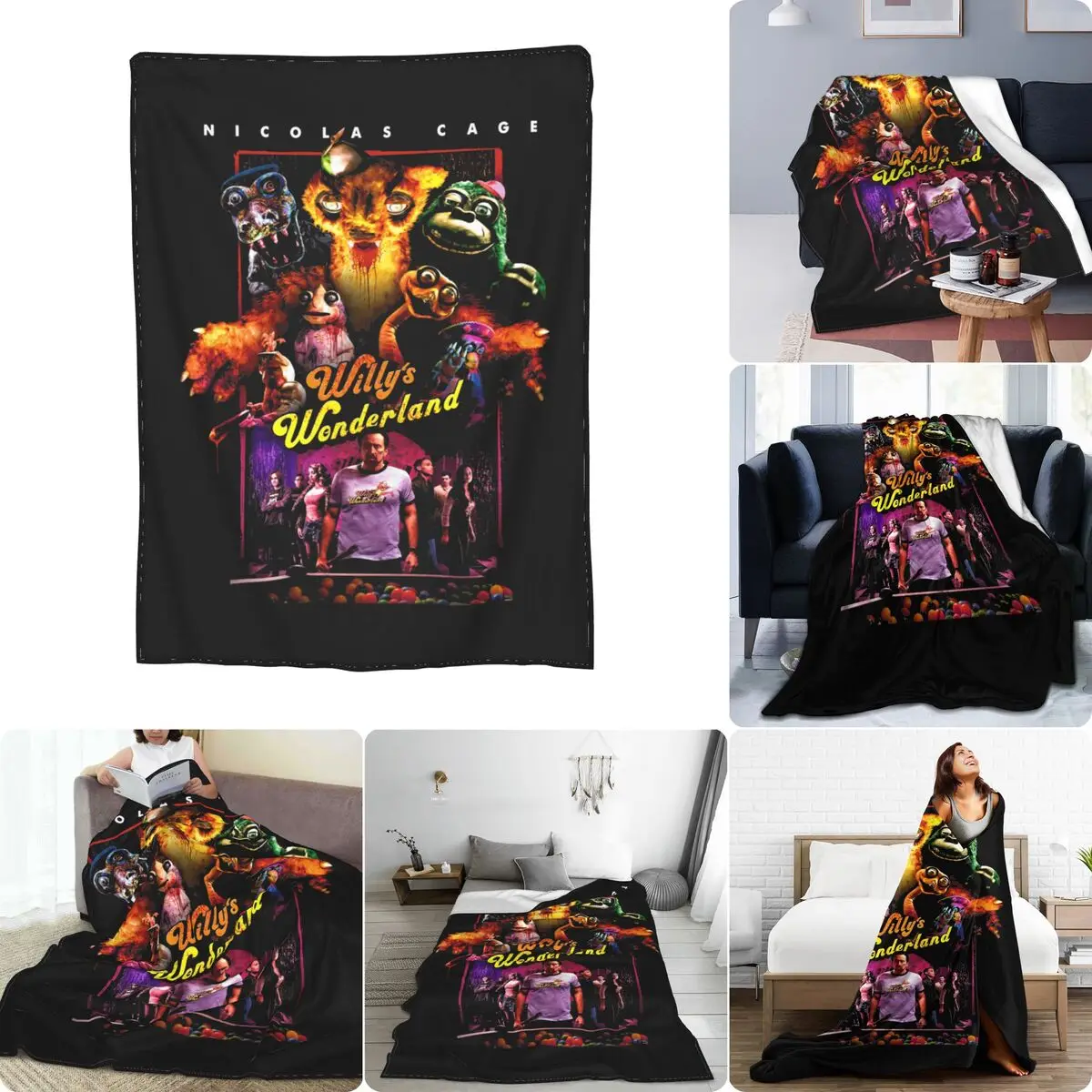 Willys Wonderland 2021 Poster Alexander Cage Battles Animatronic Robot Ultra-Soft Micro Fleece Coperta Casual