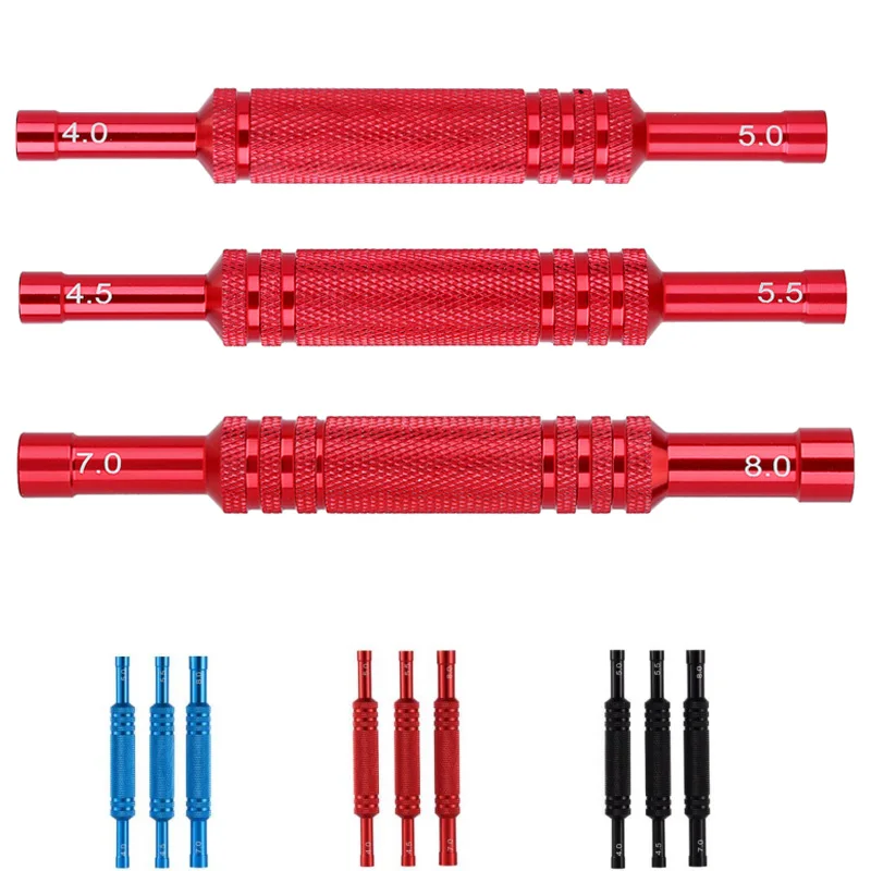 

3pcs/lot Aluminum Alloy 4.0/5.0/4.5/5.5/7.0/8.0mm Double Head Hexagon Sleeve Screwdriver Hex Wrench Tool for RC Car Parts