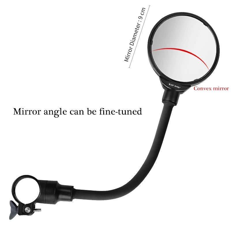 WEST BIKING 1/2PCS Universal Bicycle Rearview Mirror Adjustable Rotate Wide-Angle Cycling Handlebar Rear View Bike Accessories
