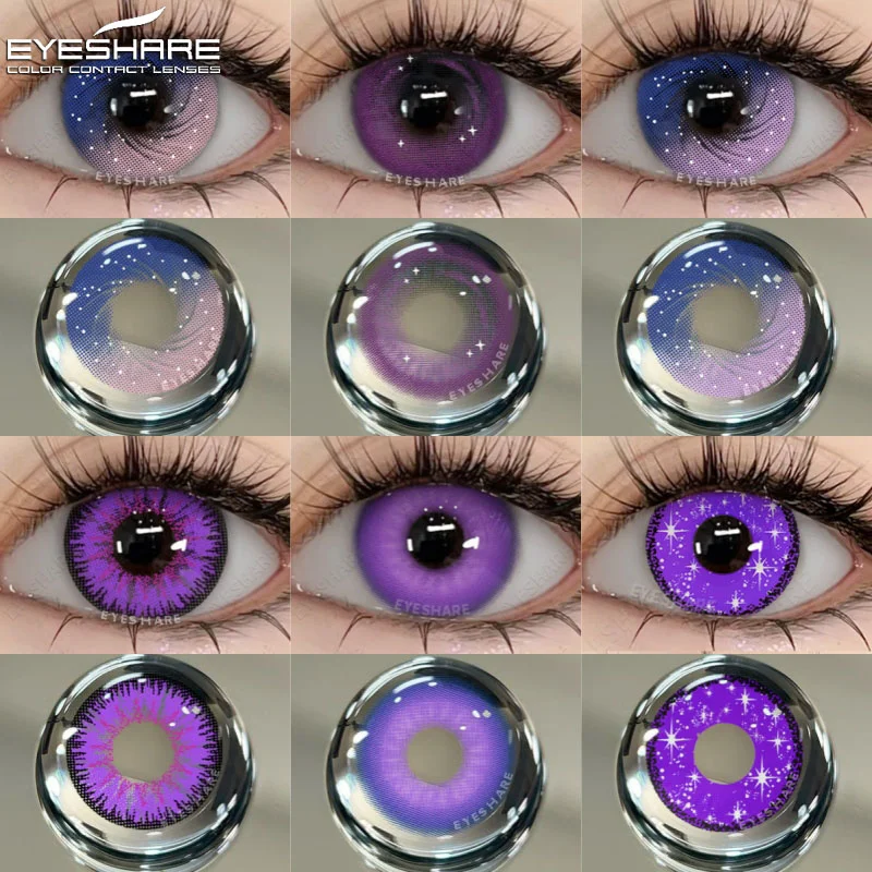 

EYESHARE 1Pair Purple Lenses for Eyes Color Contact Lenses for Eyes Pink Anime Colored Lens Y2K Lenses for Natural Eye Yearly