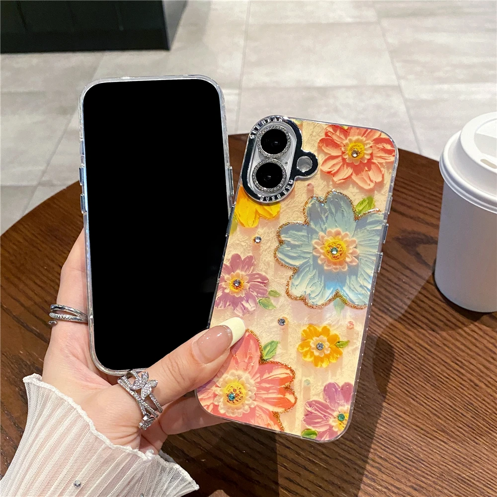 Colorful Blu-ray Diamond Flower Phone Case For Iphone Models_voghion.com