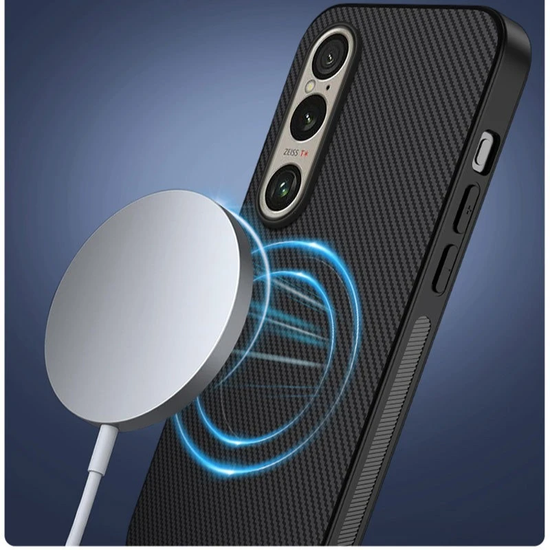 Premium Magnetic Carbon Fiber Case - Soft TPU Shell with Magsafe Charging & Anti-Knock Protection