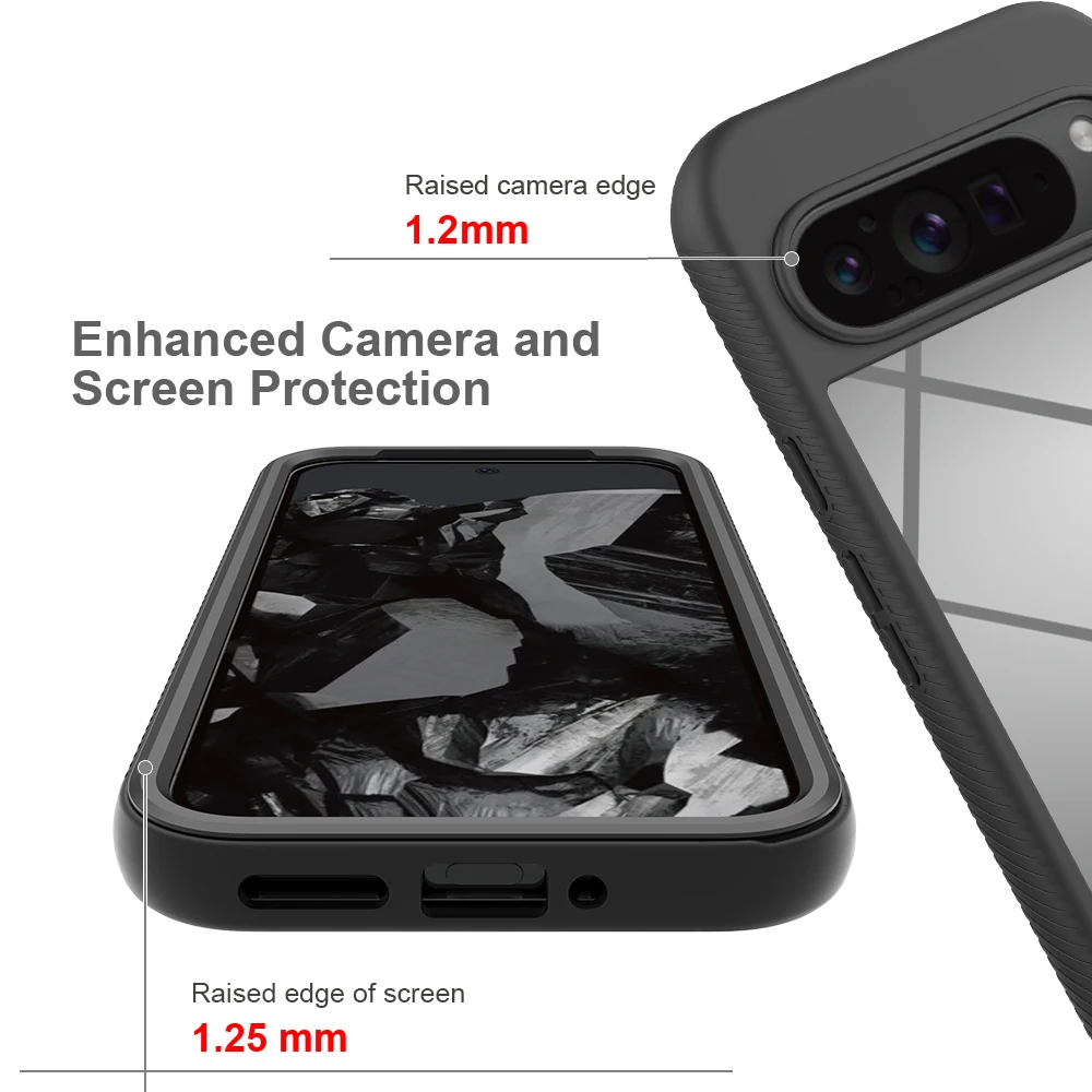 Pixel Pro XL Shockproof Rugged Clear Case with Built-in Screen Protector