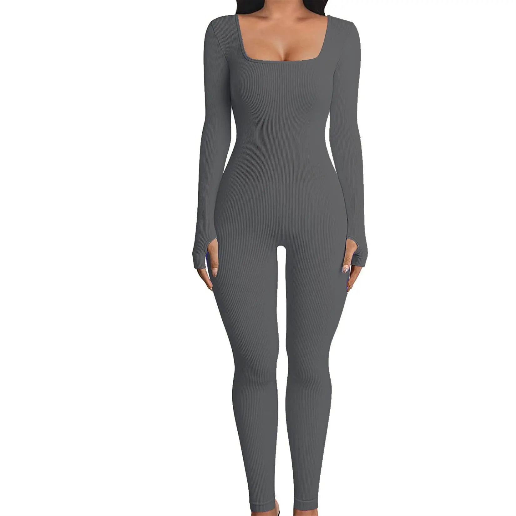 thumbnail image 1 of Body elegante de manga corta con cuello cuadrado para mujer, body ajustado liso, ropa interior básica que combina con todo, camiseta informal, Top Sexy de oficina para mujer, 1 of 5
