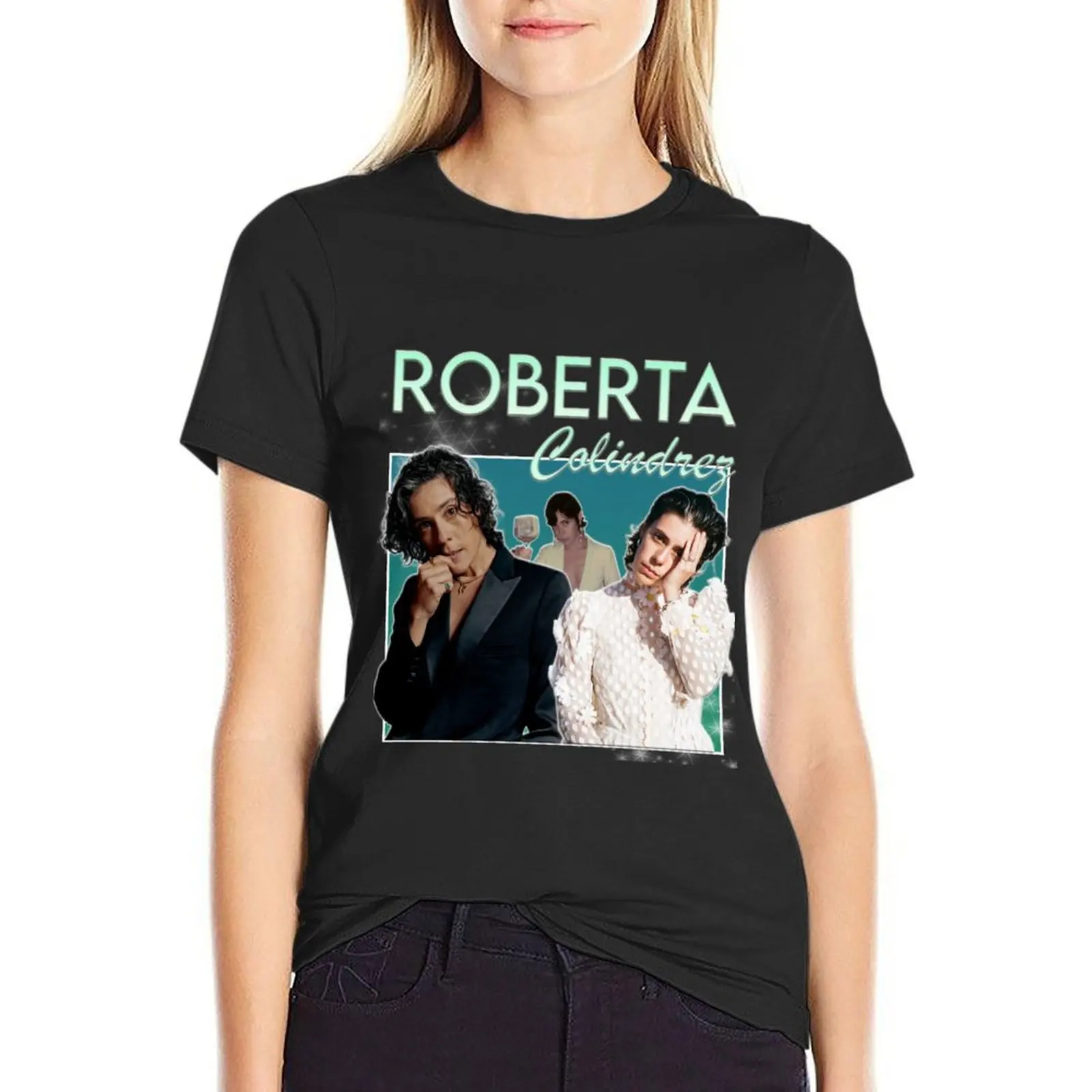 

Roberta Colindrez Vintage Tee T-Shirt funny hippie clothes t shirts for Women loose fit