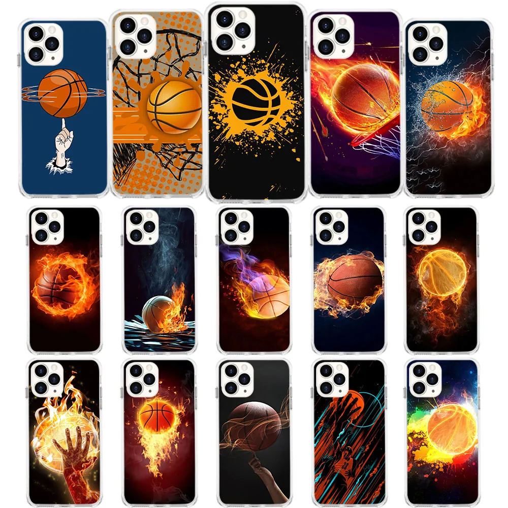 Custodia Morbida Per Realme Narzo 5 6 7 9 10 Pro Plus C30S C35 C55 50 50A Pro Plus Prime Us-14 Fire Flame Basketball