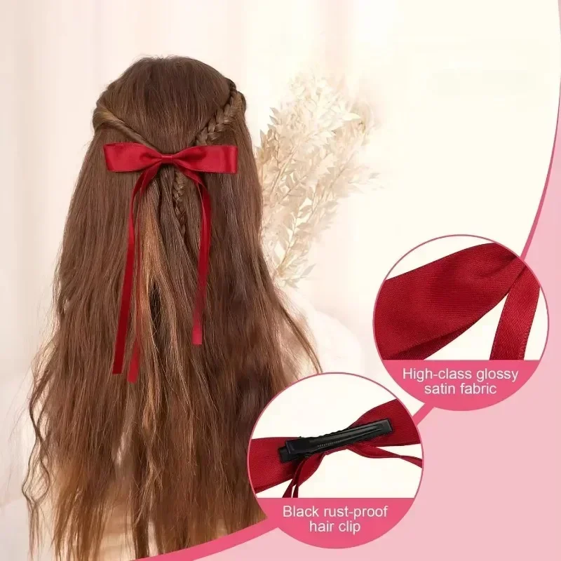 Satin Ribbon Bows Hair Clips 3