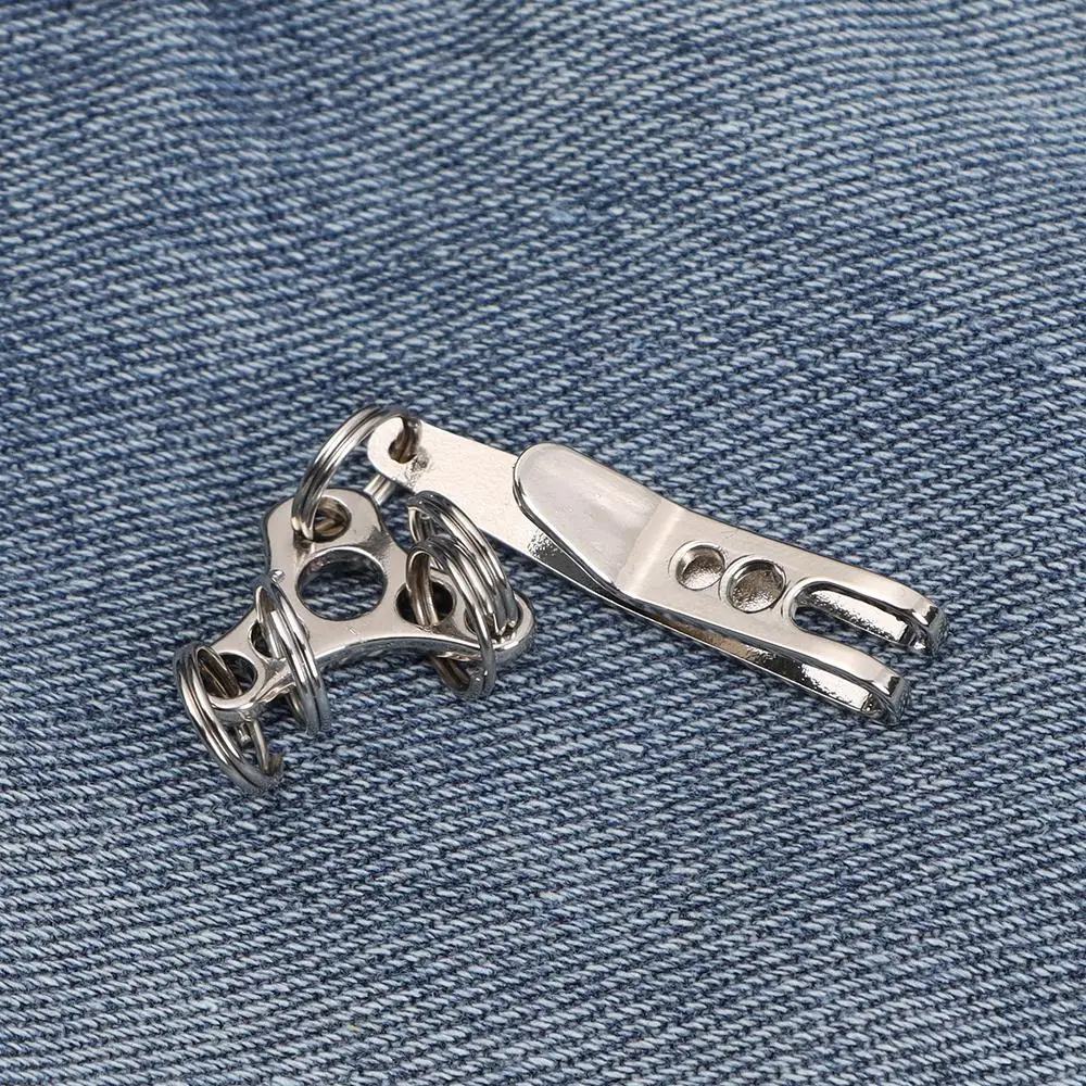 Multistyles EDC-Tasche aus Edelstahl 301 mit Schlüsselring, Karabinerhaken, Camping-Multifunktionswerkzeug, Aufhängeclip und Schnellverbindungswerkzeug_voghion.com