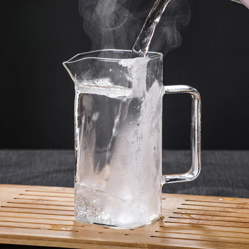 Glass Tea Cup Household Thick Glass Fair Cup Tea Pot Heat-resistant Square Crescent Shaped Filter Integrated Strainer