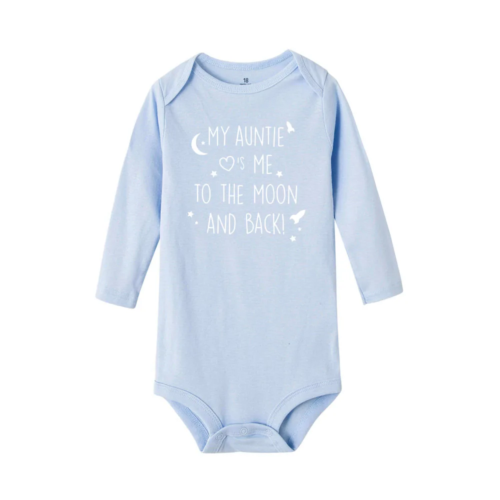Baby Bodysuit My Auntie Take Me To The Moon and Back Print Newborn Boy Long Sleeve Fashion Casual Gifts