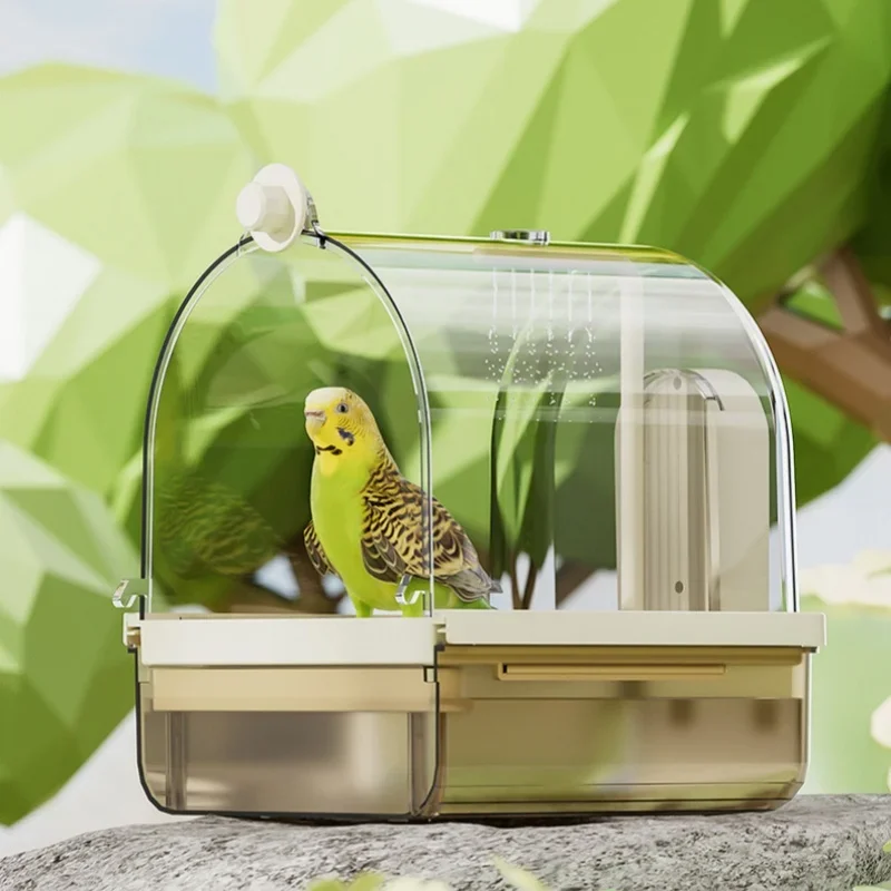 Parrot Hanging Bathtub Cage Accessory Automatic Bird Bath Box Cage Bird Shower for Cockatiel Small Birds Parakeets Canary Budgie