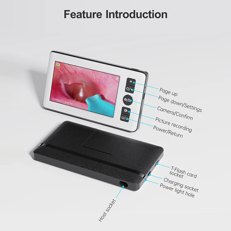 Digital Otoscope with 4.3 inch Screen 1080p HD Smart Visual Ear Camera Ear Wax Removal Tool Support Photo Video Recording