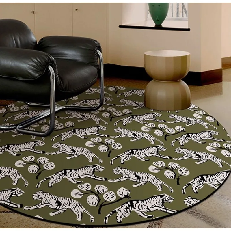Retro Round Living Room Carpet Animal Plant Patterns Artistic Creative Design Bedroom Rug Home Decor Closet Bedside Mat 러그 Ковер