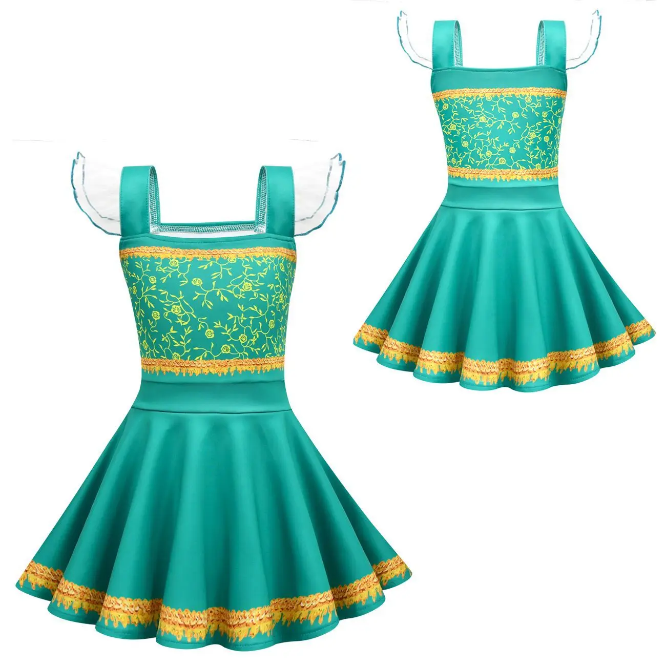 Inside Out 2 Joy Dress for Girls Cartoon Disgust Cosplay Costume Halloween Carnival Clothes Kids Princess Birthday Outfits