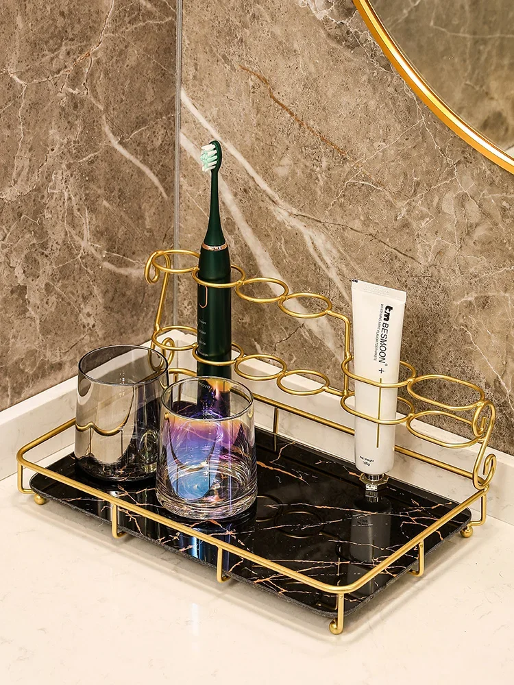 Bathroom, wash table, toothbrush shelf, countertop, light luxury bathroom, mouthwash cup, electric toothbrush storage