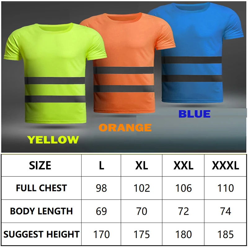 Work Reflective T-shirt Workwear Traffic Motorcycle Night Rider Safety T-shirt Security High Visibility Cycling Sports Clothes