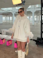 Elegant Feather Collar Cape Coats for Women 4