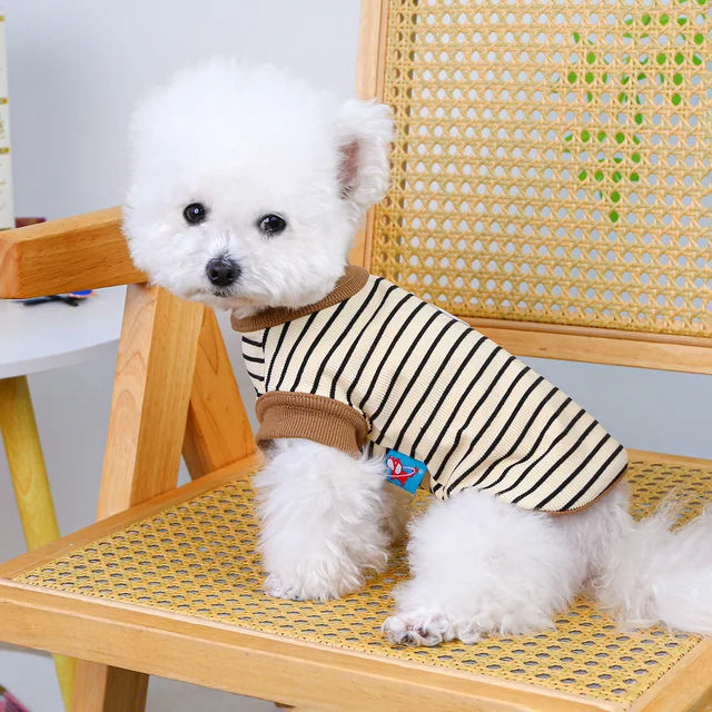Vintage Small Vest Pet Clothes Dog Cat Anti-hair Loss Summer Sleeveless Coffee Striped Jumper 2
