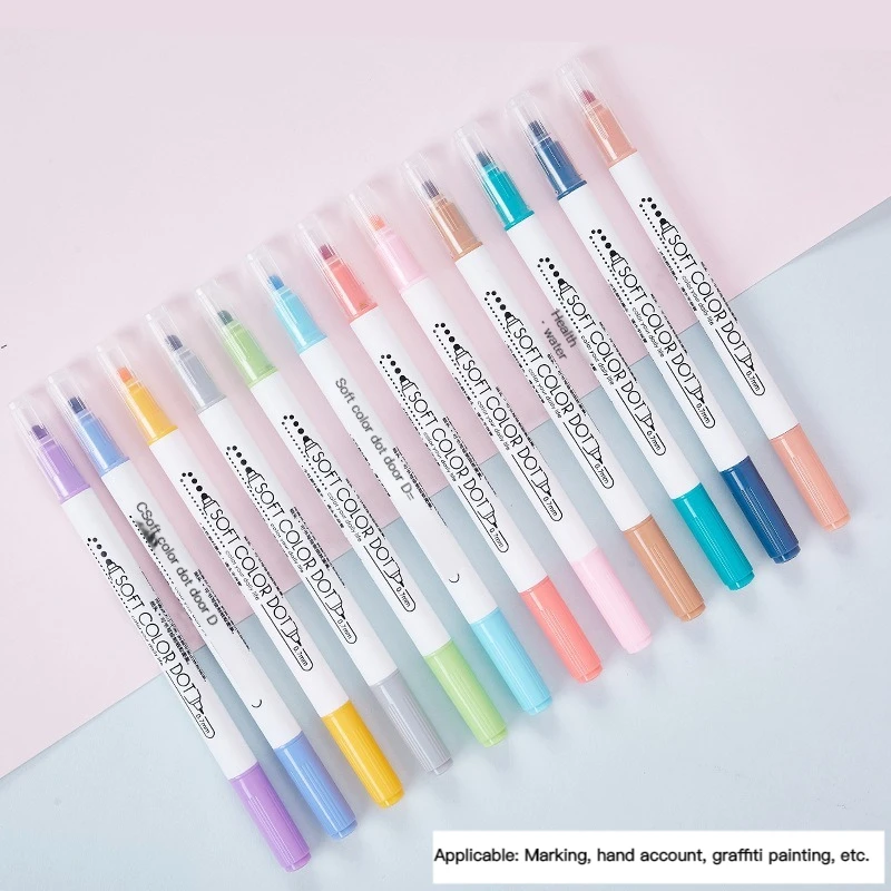Highlighter Pen Set Dual Tip Fine Liner & Dots Spot Marker 6Pcs/Set for Drawing Painting Office School Supplies highlighter pen highlighter marker