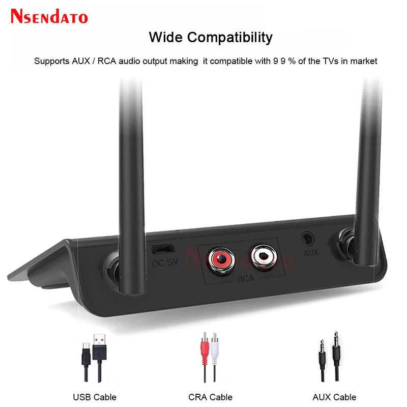 80M Wireless Music Audio Transmitter Receiver Aptx LL Low Latency BTV5.0 Wireless Audio Adapter 3.5mm RCA for PC TV Headphones