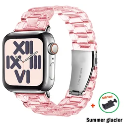 Elegant Transparent Resin 3 - Link Watch Band - Lightweight & Fashionable Unisex Design - 42 44 45 46 49 mm (Pink3)