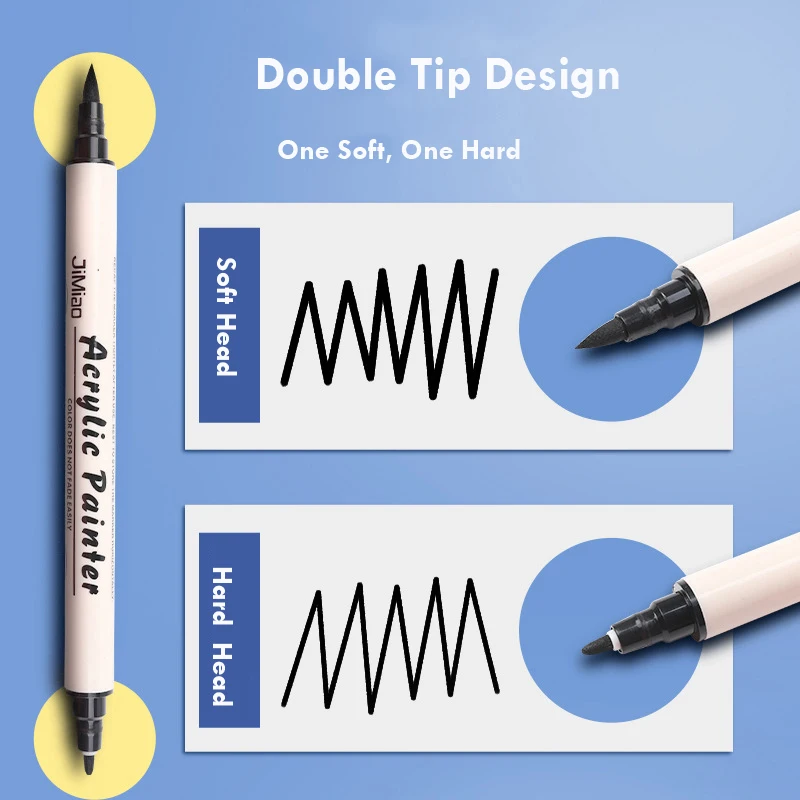 12/24/36 Colors Acrylic Painter Marker Pen Waterproof Marcadores for Art Supplies Double Tip Extra-Fine Soft Brush/Hard Head