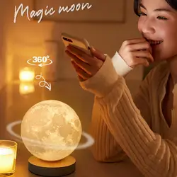 Rotated Moon Light 3 Colors Moon Night Lights Touch Remote Control Ambient Lights Bedroom Decoration Bedside Lamp Children Gifts