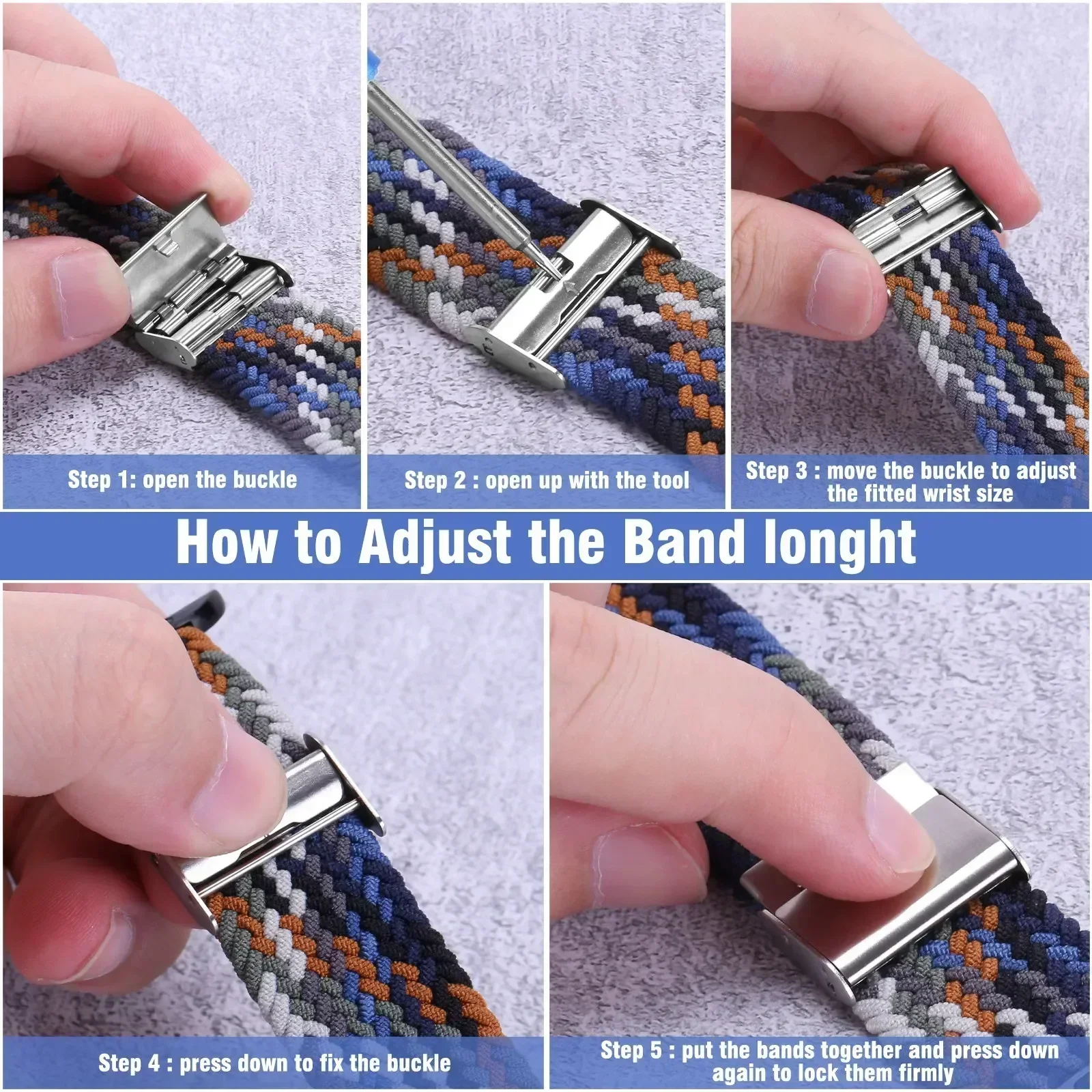 Elastic Braided Nylon Adjustable Quick Release Watchband Strap