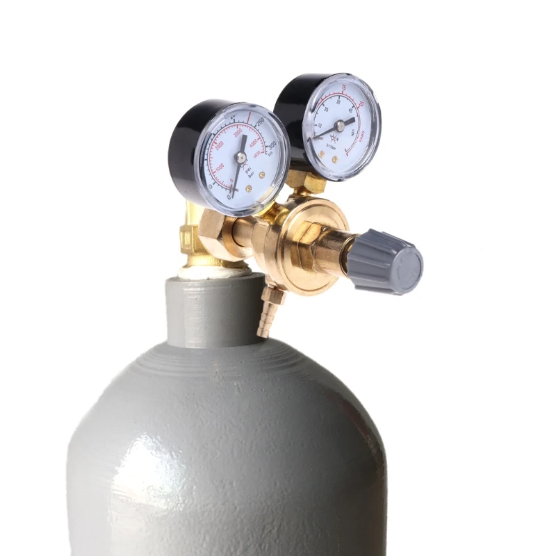 Argon CO2 Gauges Pressure Reducer Mig Flow Meter Control Valve Dual Gauge Welding Regulator 108x120x125mm