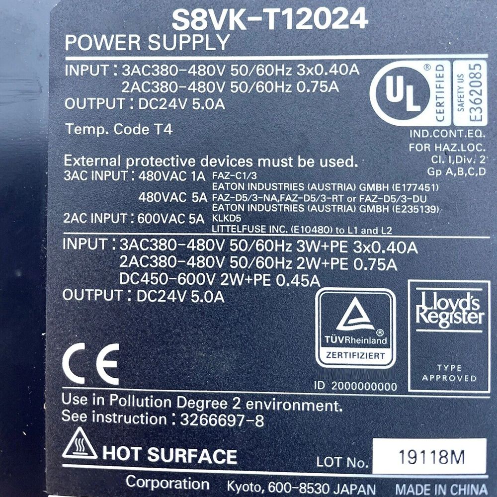 New Rail Type Switching Power Supply S8VK T12024 DC24V 5A OUTPUT Fast Ship Works Perfectly High