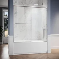Bathtub Shower Door 60" W x 62" H Semi-Frameless Double Sliding Design Shower Tub Door 1/4" Clear Glass Panel, Chrome Finish 1