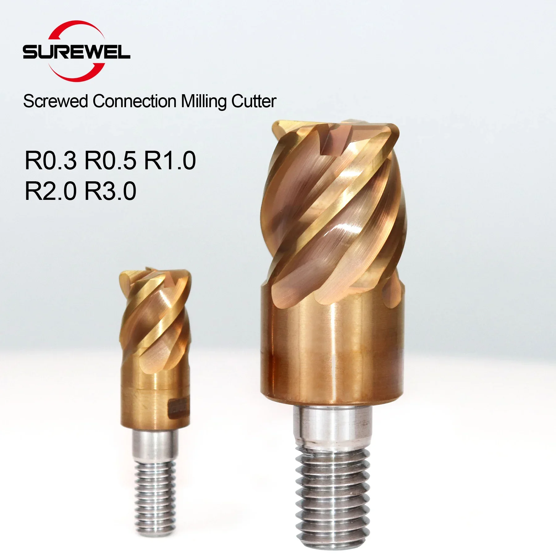CNC Modulare Gewindete Fräsköpfe R1 R2 mit Rundem Fräsprofil, Antivibrations-Flachfräser mit Gewindeanschluss