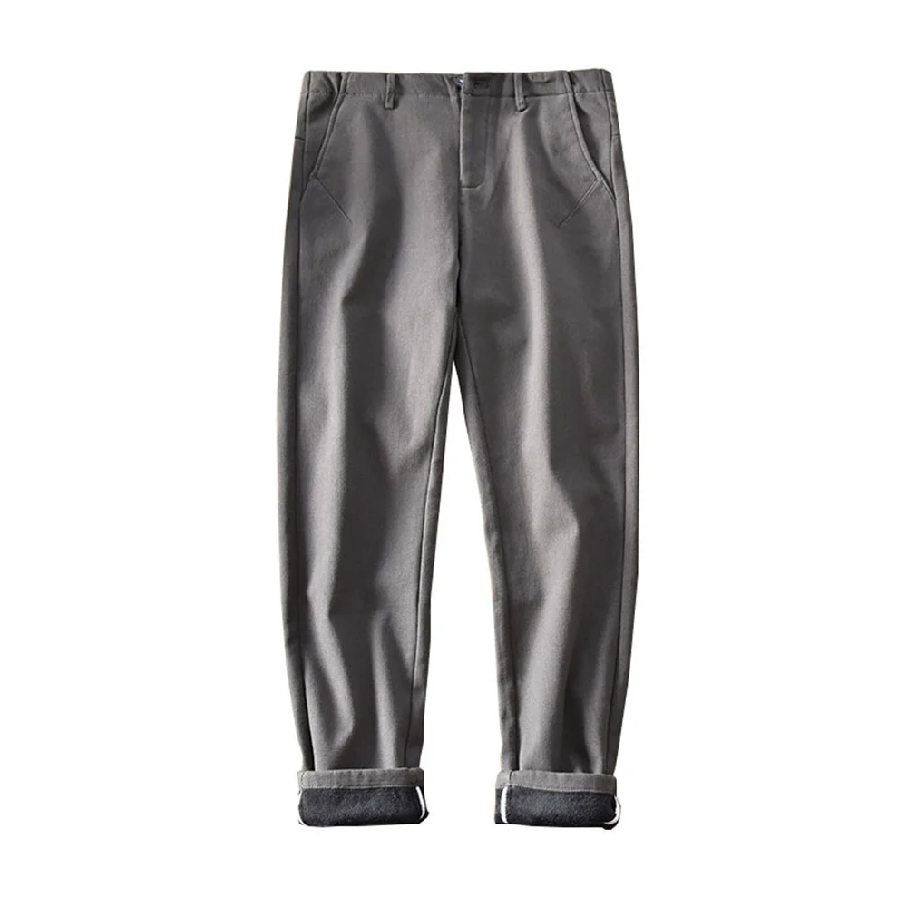 

Winter Wear Micro Elastic Velvet Padded Casual Pants Men 's Trousers Comfortable Solid Color Business Fit Small Straight Pants