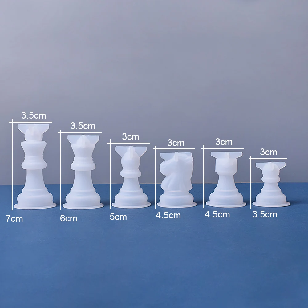 6 Pcs 3D Chess Epoxy Resin Mold Home Decorations Resin Casting Mold DIY  Handmade Chess Pieces Mold UV Crystal Epoxy Mold 