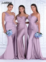 Classic One Shoulder Sheath Bridesmaid Dresses Elegant Floor-length Prom Dress Simple Vestidos De Novia