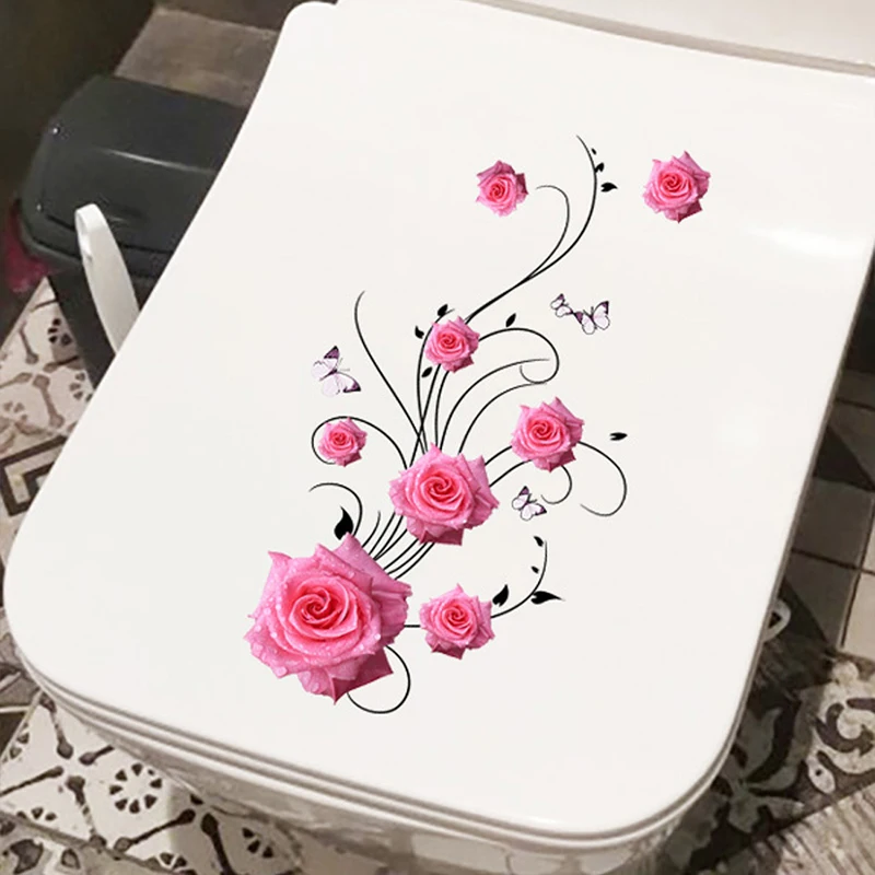 M488 Butterfly Rose Bedroom Living Room Decoration Wall Stickers Waterproof Self-Adhesive Toilet Stickers