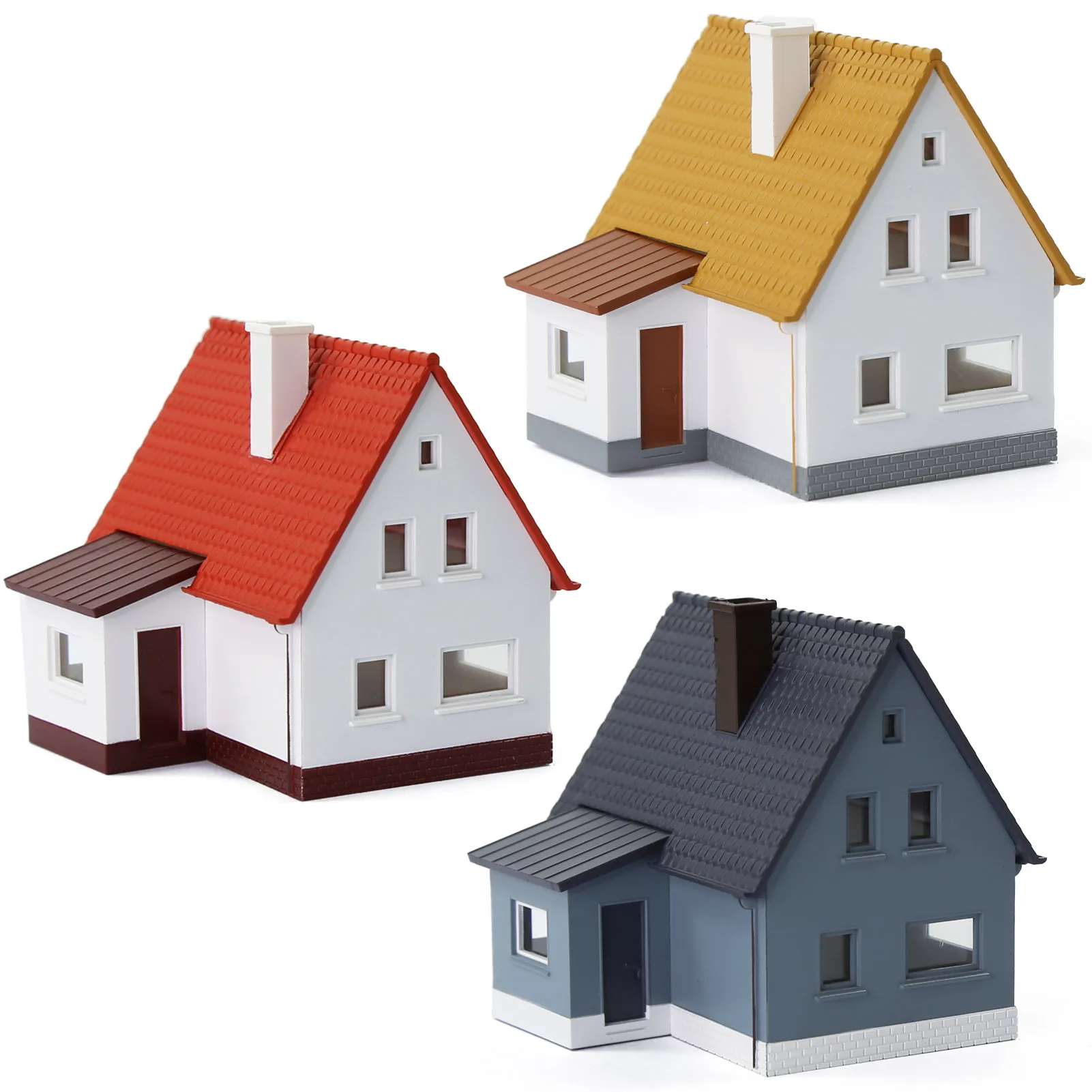 3 Units Mixed Color Model Railway N Scale 1160 Village House