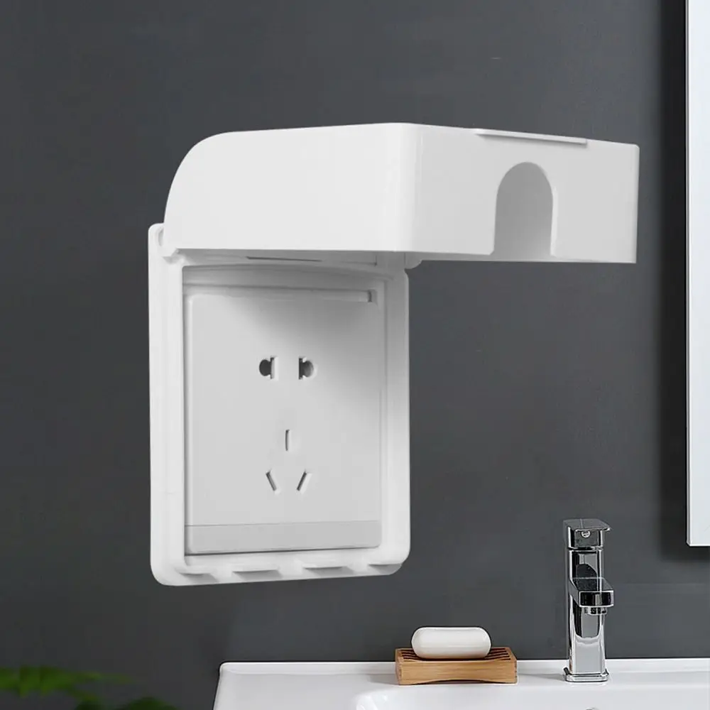 86 Type Self-Adhesive Switch Protective Cover Wall-mounted Socket Waterproof Box Bathroom Electric Plug Cover Splash-Proof Box socket protective cover