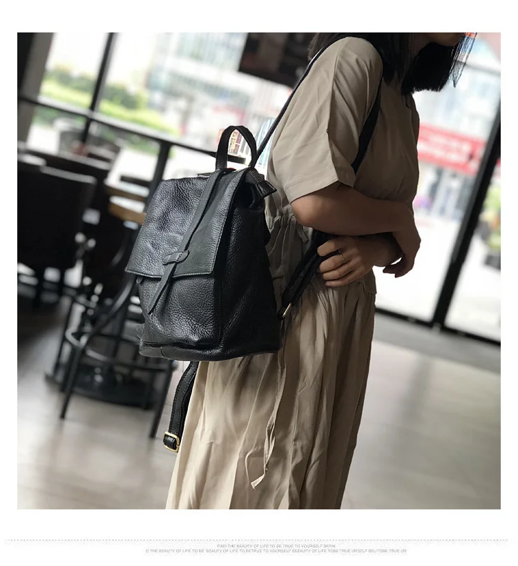 Natural Real Cowhide Women Backpack Vintage Genuine Leather Simple Small Bagpack Travel Soft Mini Cute Bookbags For Girls