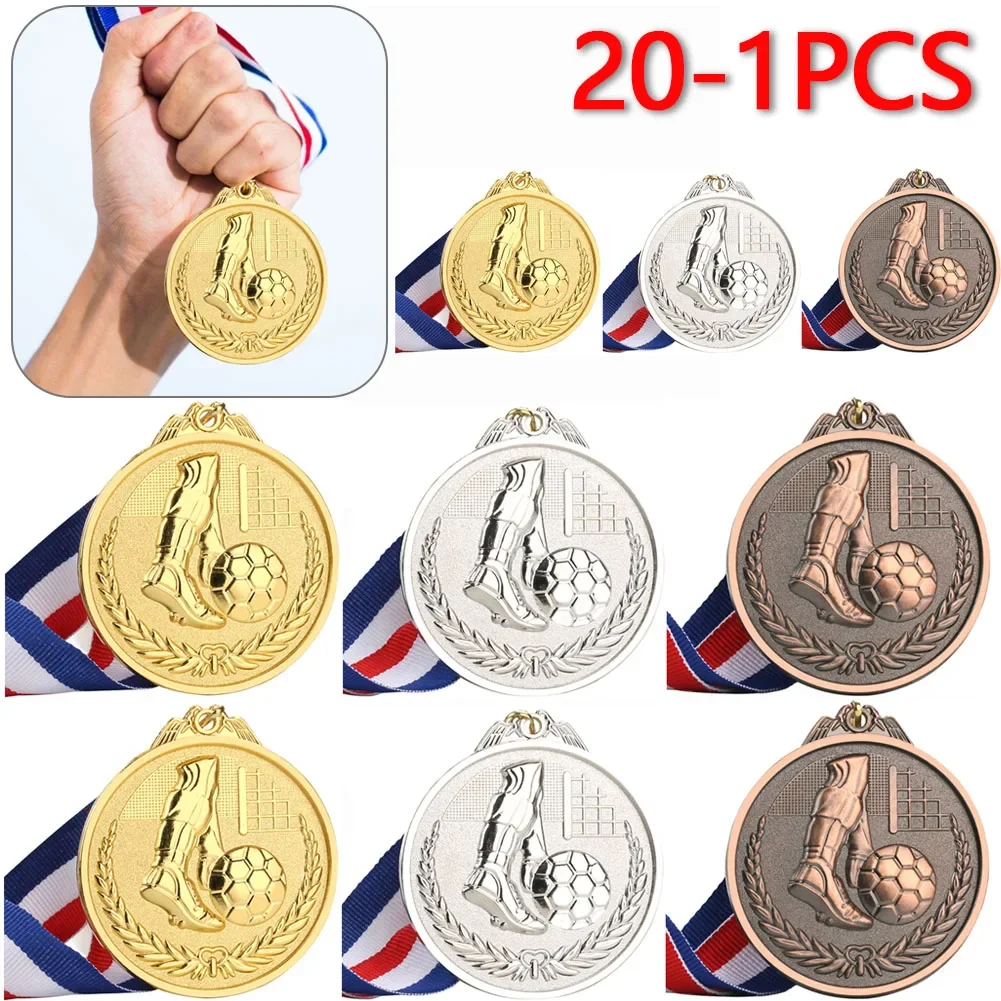 20-1Pcs Sports Competition Awards Medals Zinc Alloy Football Competition Medals Wear Resistant Gold Silver Bronze Souvenir Gifts