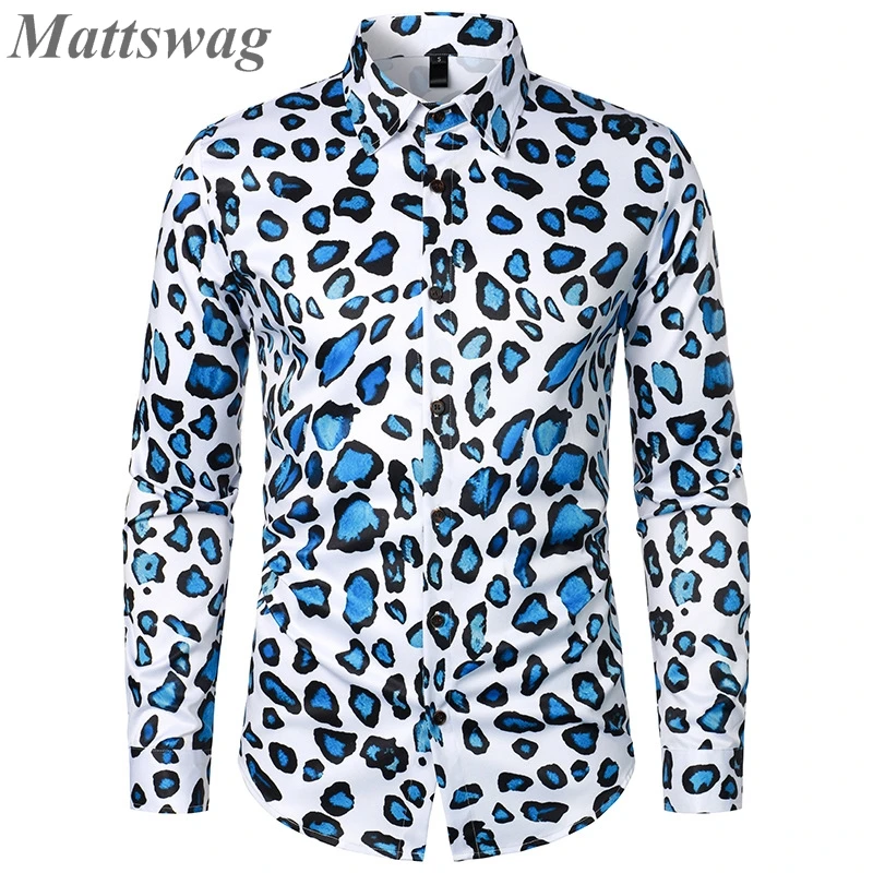

Mattswag белая рубашка с леопардовым принтом для мужчин, Новая Винтажная одежда с длинным рукавом, модная Свободная Женская рубашка для ночного клуба