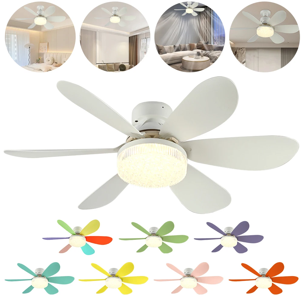 

2 In 1 Electric Ceiling Fan 6 Blades Ceiling Fans with LED Lights 3 Gear Adjustable Modern LED Lamp Fan for Bedroom Living Room