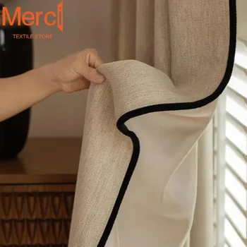 Nuovo stile cinese jacquard ciniglia addensata oscurante retrò tende in cotone e lino per soggiorno sala da pranzo camera da letto personalizzata 1