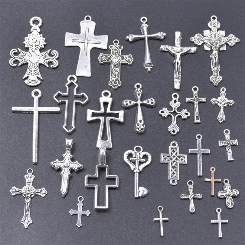 

25PCS Mix Steampunk Jesus Crosses Charms Christ Pendant For Necklace Bracelets Earrings Jewelry Making Supplies DIY Accessories