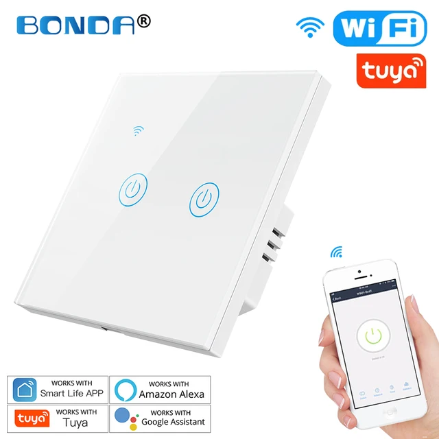 Tuya WiFi Smart Light Switch Eu Luxuray Glass Panel Touch Sensor Smart Life Wall Switch 220V Voice Work with Alexa Google Home 656 White 02