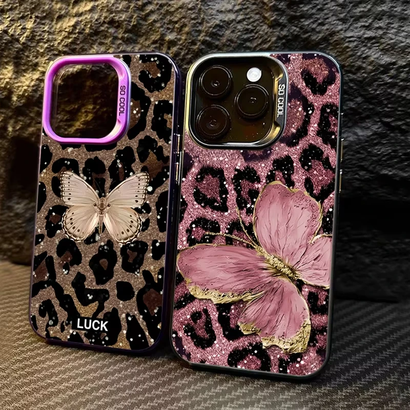 Butterfly Leopard Print Matte Phone Case