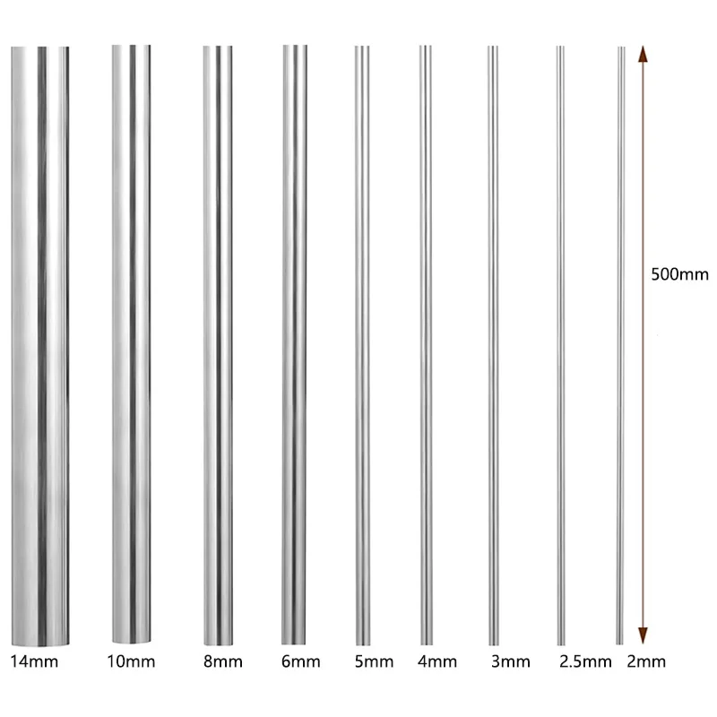 500mm Long Stainless Steel Rod Metal Working Hobbies and DIY Craft 2mm 2.5mm 3mm 4mm 5mm 6mm 8mm 10mm 14mm linear shaft linear shaft rod steel round rod